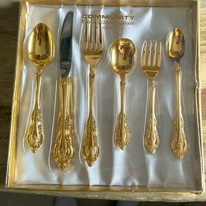 Oneida Community Gold Electroplate Child’s Flatware Place Setting – Gold Plated